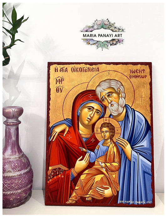 Hand-painted Orthodox Christian Icon of Holy Family