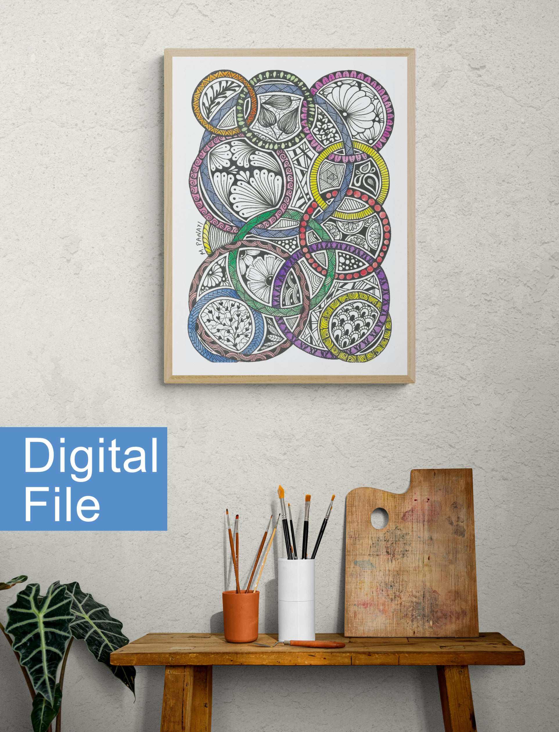 "Circles" Printable Doodle Artwork - Just download, print, and frame!